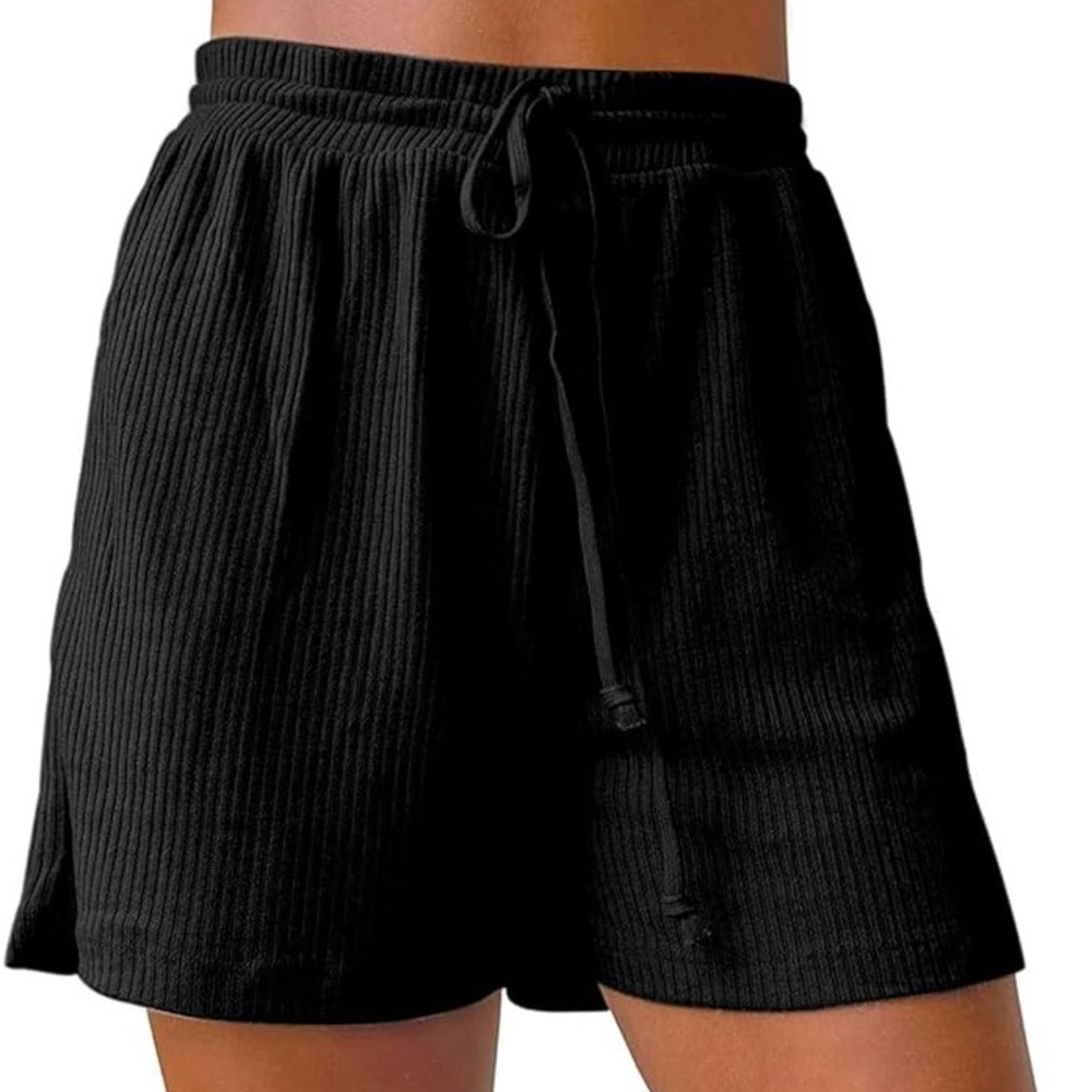 H&M Black High-Waist Drawstring Shorts
